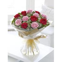 Heavenly Red and Pink Rose Hand-tied