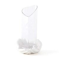 heart shaped glass memorial vase with loving hands base
