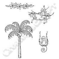 Heartfelt Creations Palm Tree and Monkeys Cling Stamp Set 401508