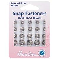 Hemline Sew On Snap Fasteners Assorted - Nickel 375190