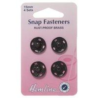 Hemline Sew On Snap Fasteners Black - 15mm 375193