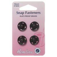 hemline sew on snap fasteners black 15mm 375193