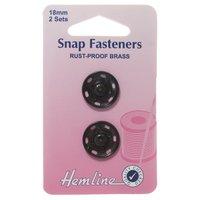 Hemline Sew On Snap Fasteners Black - 18mm 375195