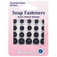 hemline sew on snap fasteners assorted black 375196