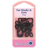 Hemline Fur Hooks and Eyes Black - Size 3 375234