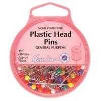 Hemline Plastic Head Pins Nickel - 38mm, 75pcs 375226