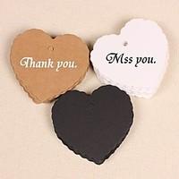 Heart Kraft Paper Hang Tags Lables for Bookmark Gift Bakery Packaging Wedding Party Price Cards Set of 50(More Colors)