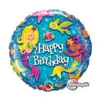 Helium Balloon - Happy Birthday (Mermaids)