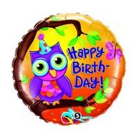 Helium Balloon - Happy Birthday (Owl)