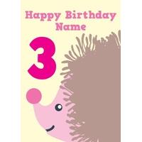 Hedgehog 3rd | Third Birthday Card