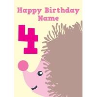 Hedgehog 4th | Fourth Birthday Card