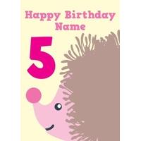hedgehog 5th fifth birthday card
