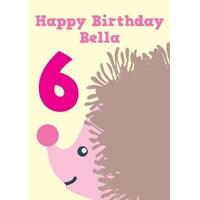 hedgehog 6th sixth birthday card