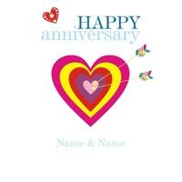 heart target personalised anniversary card