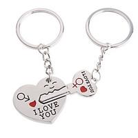 hearts shape lovers stainless keychains 2 piecesset