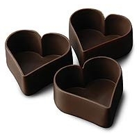 Heart shaped, dark chocolate cups