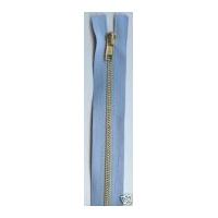 Heavy Brass Metal Closed End Jean Zips 17.5cm Light Blue