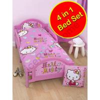 Hello Kitty 4 in 1 \'Folk\' Rotary Junior Bundle Bed Set (Duvet Pillow Covers)