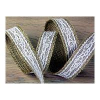 hessian with overlayed lace natural ribbon