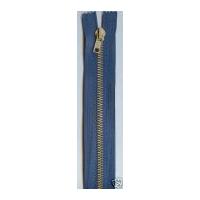 Heavy Brass Metal Closed End Jean Zips 17.5cm Denim Blue