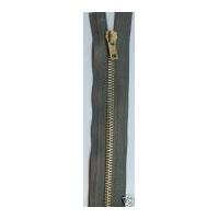 Heavy Brass Metal Closed End Jean Zips 20cm Khaki Green