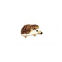 Hedgehog Embroidered Iron On Motif Applique Brown