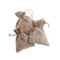 Heart Print Natural Linen Bags Natural & White