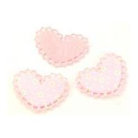 Heart Shape Padded Felt Motifs 50mm Pink