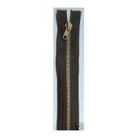 Heavy Brass Metal Closed End Jean Zips 20cm Brown