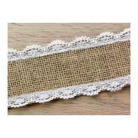 Hessian with Lace Edging Natural Ribbon