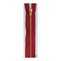 Heavy Brass Metal Closed End Jean Zips 20cm Red