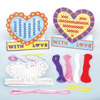 heart cross stitch card kits pack of 4