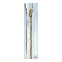 Heavy Brass Metal Closed End Jean Zips 20cm White