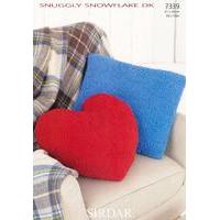 Heart and Square Cushion Covers in Sirdar Snuggly Snowflake DK (7339)