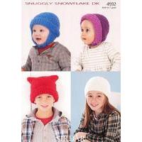 Helmet, Pull On Hat, Bonnet and T-Bag Hat in Sirdar Snuggly Snowflake DK (4592)