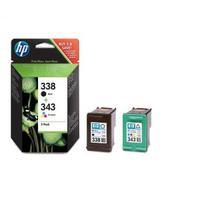 hewlett packard hp 338 black 343 tri colour inkjet cartridges sd449ee