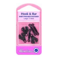 Hemline Hook & Bar Fasteners Black