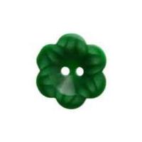 hemline flower shaped two hole buttons 15mm emerald