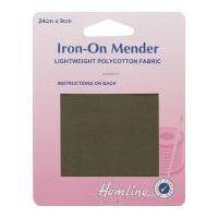 Hemline Polycotton Iron On Repair Mending Fabric 24cm x 90mm Khaki