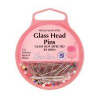 Hemline Glass Coloured Head Sewing Pins 34mm