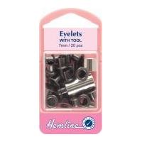 Hemline Metal Eyelets Kit with Tool Black
