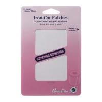 Hemline Cotton Twill Iron On Repair Mending Patch White