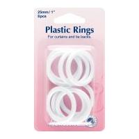 Hemline Round Plastic Curtain Rings 25mm White