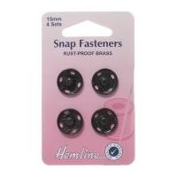 Hemline Sew On Metal Press Snap Fasteners Black