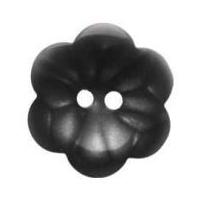 Hemline Flower Shaped Two Hole Buttons 17.5mm Black