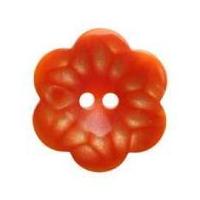Hemline Flower Shaped Two Hole Buttons 17.5mm Orange