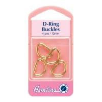 Hemline Metal D Rings Brass Gold