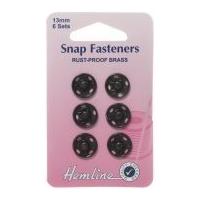 Hemline Sew On Metal Press Snap Fasteners Black