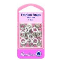 hemline ring top snap on press fasteners refill pack 11mm white