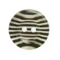 Hemline Round 2 Hole Stripy Buttons 25mm Black